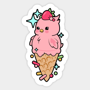 Strawberry Sher-Bird Sticker